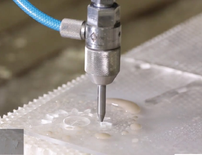 Swift-Jet Pro CNC waterjet cutting table cutting 4mm acrylic