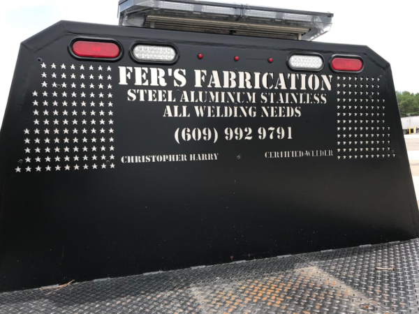 Back off truck showing metal fabrication