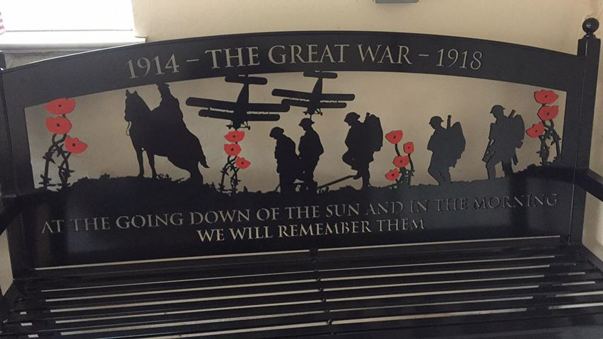 World War 2 war memorial bench in derby cut from metal cut on a Swift-Cut CNC plasma table