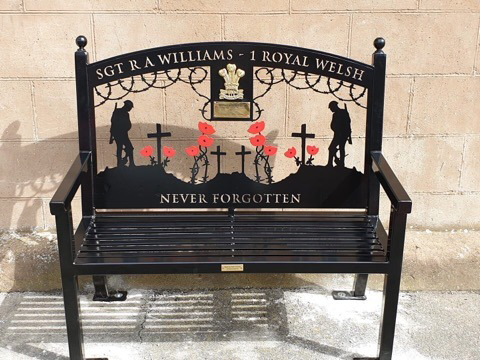 World War 2 war memorial bench in derby cut from metal cut on a Swift-Cut CNC plasma table