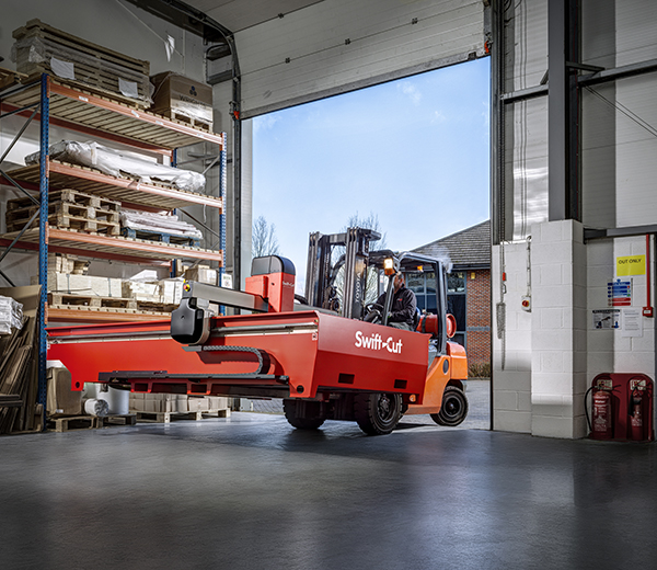 Swift-Cut Pro CNC plasma cutting table being delivered to customer on forklift