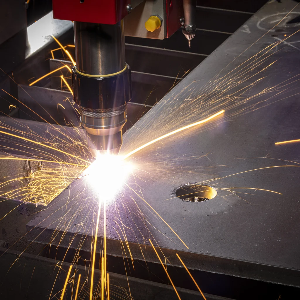 ESAB Precision 130 plasma system cutting out a star in sheet metal on a Swift-Cut XP CNC plasma cutting table
