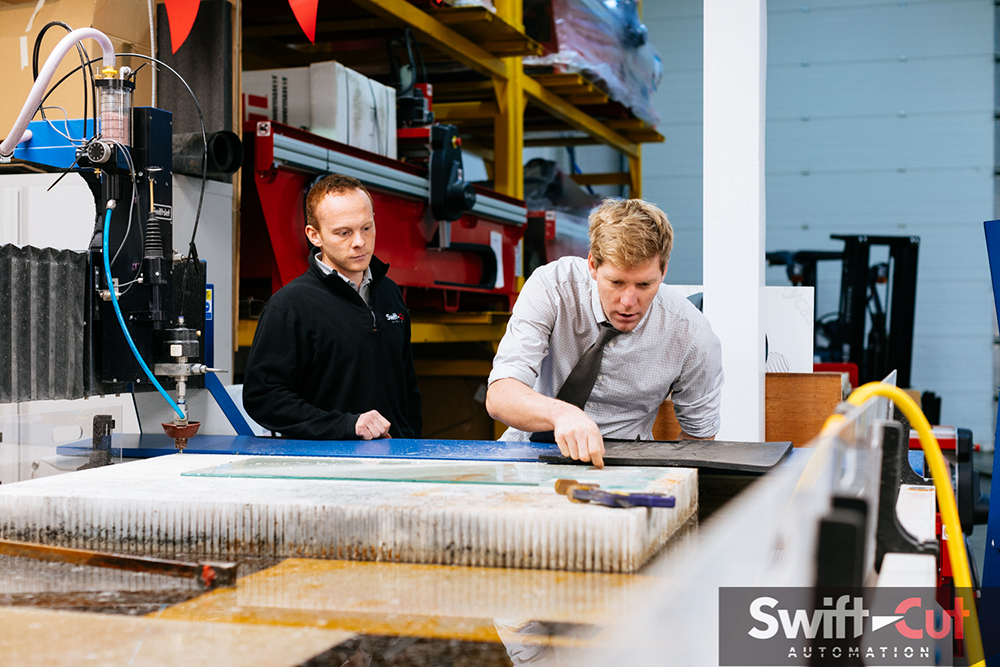 Colin Furze visiting Swift-Cut and trying out their CNC plasma and Waterjet cutting tables