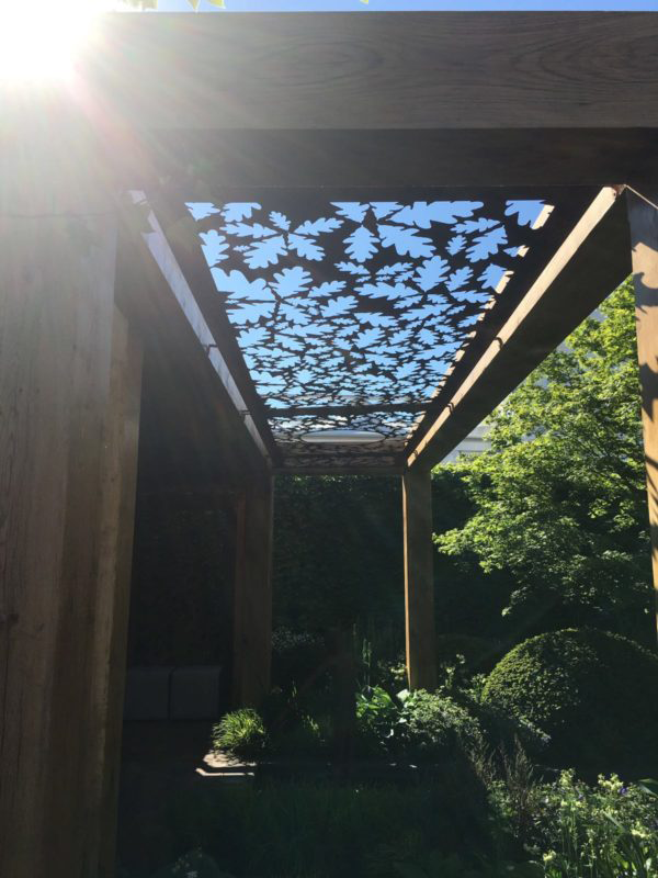 DIY SOS The Big Build beautiful garden pergola on a roof space at the Great Ormond Street Hospital cut by Nigel Ferguson Fabrications on the Swift-Cut Pro CNC plasma cutting machine