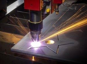 ESAB Precision 130 High-Definition plasma machine cutting out a star in sheet metal