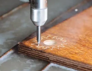 Swift-Cut Swift-Jet Waterjet cutting machine cutting 18mm Wood