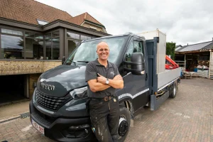 Gert Martens of Metaalwerken MG standing in front of his van