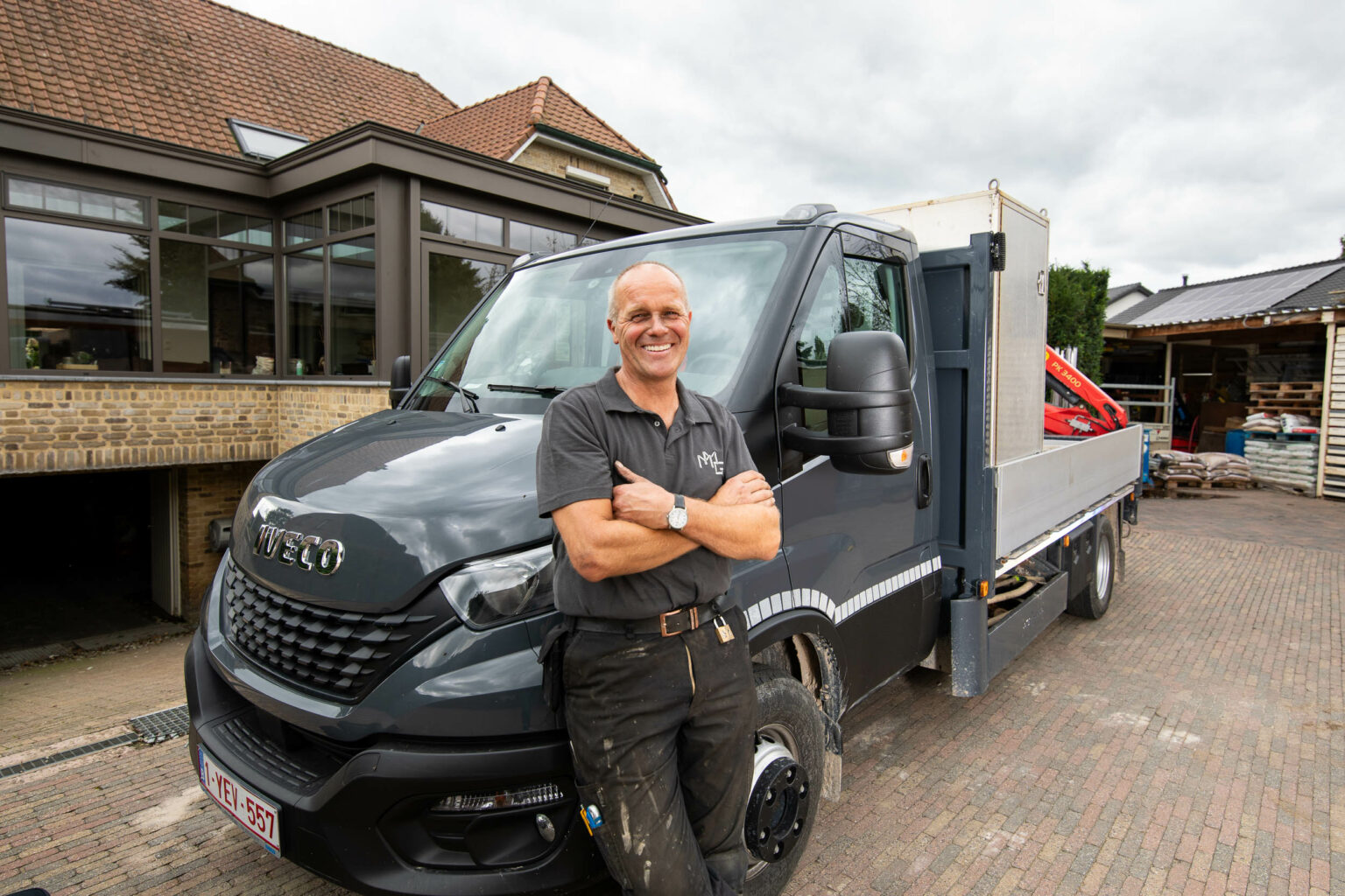 Gert Martens of Metaalwerken MG standing in front of his van