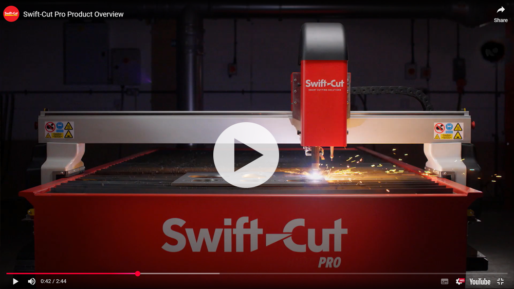 Swift-Cut Pro CNC plasma cutting machine in action - YouTube screenshot