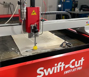 Swift-Cut demonstrating the Swift-Jet Pro waterjet cutting machine