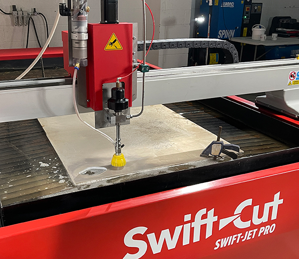 Swift-Cut demonstrating the Swift-Jet Pro waterjet cutting machine