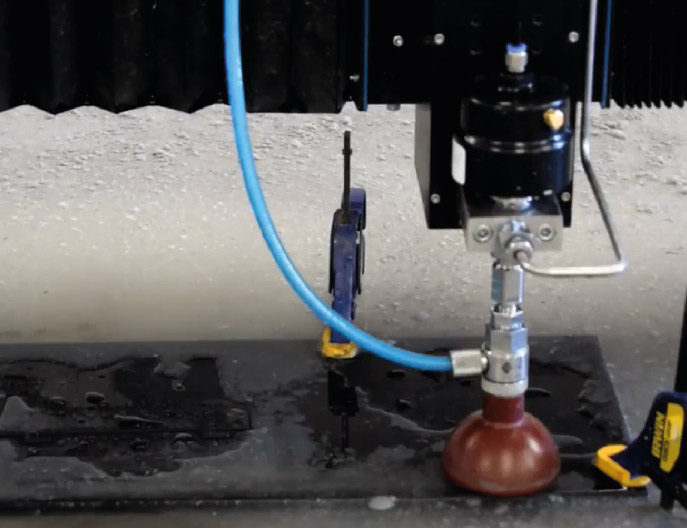 Swift-Jet Pro CNC waterjet cutting table cutting 20mm Polycarbonate