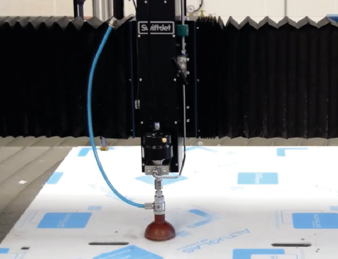 Swift-Jet Pro CNC waterjet cutting table cutting 4mm perspex
