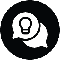 information and resources white icon in black circle