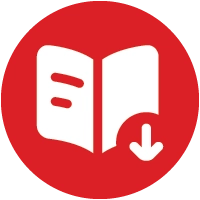brochure download white icon in red circle