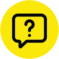 frequently asked questions black icon in yellow circle