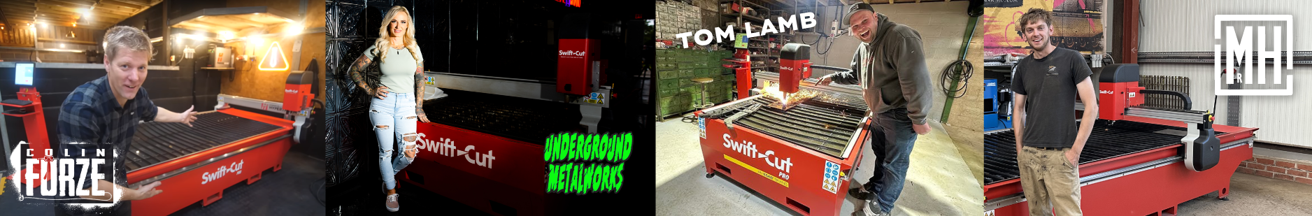 Influencers - Colin Furze, Underground Metalworks, Tom Lamb and Mr Hewes with their Swift-Cut Pro CNC plasma cutting tables